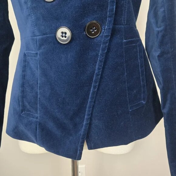 Bebe Blue Velvet Double Breasted Blazer Size Medium - Picture 5 of 17